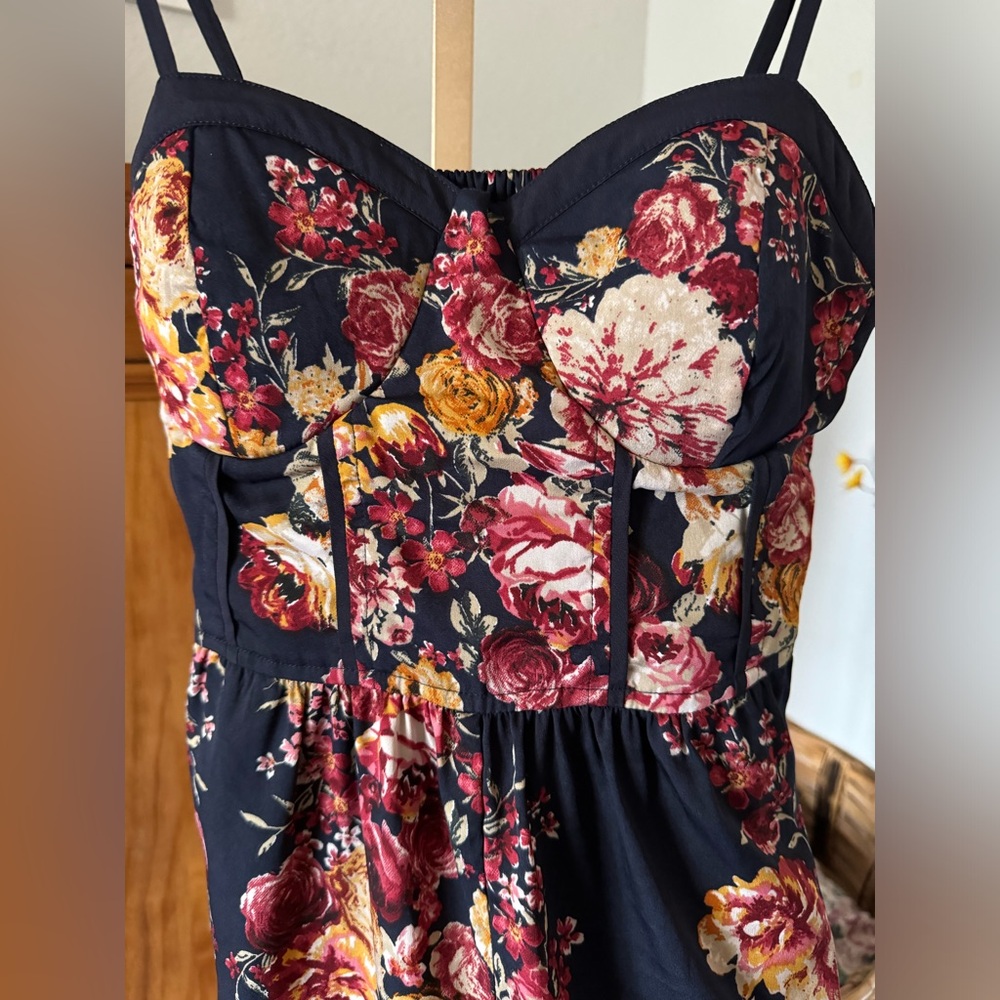 Band of Gypsies XS Dark Blue Floral Jumpsuit